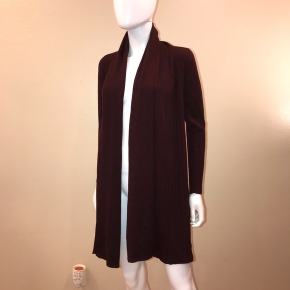 HM Long Cardigan Sweater Duster Womens Size XS Extra Small Burgundy Acrylic Wool - Picture 9 of 13